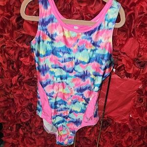 Justice Girls Pink Graphic One Piece Swimsuit Size 10